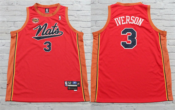 Men's Syracuse Orange #3 Allen Iverson Red Stitched Basketball Jersey